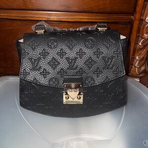 Black Embossed Leather Bag
